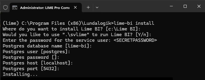 Lime BI install