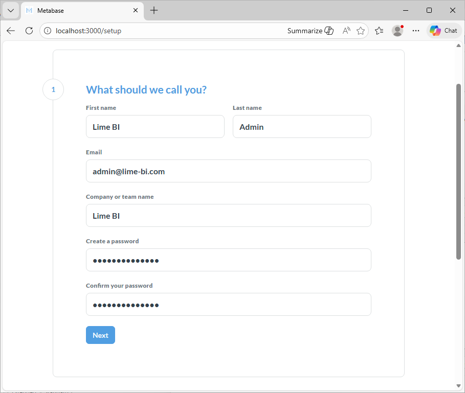 Metabase setup