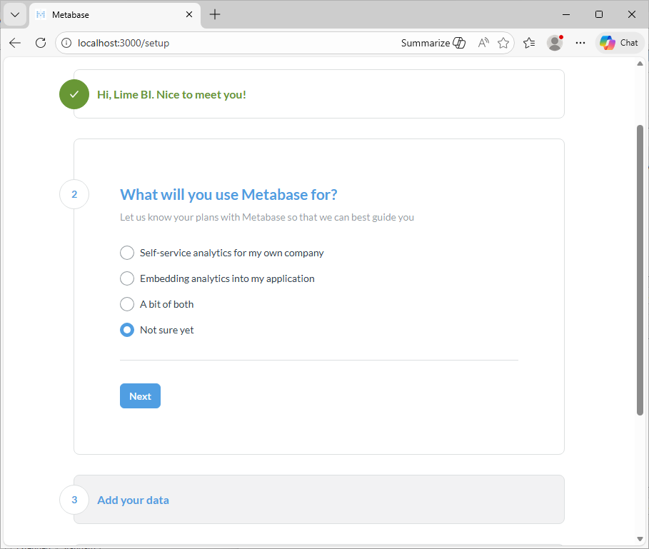 Metabase setup