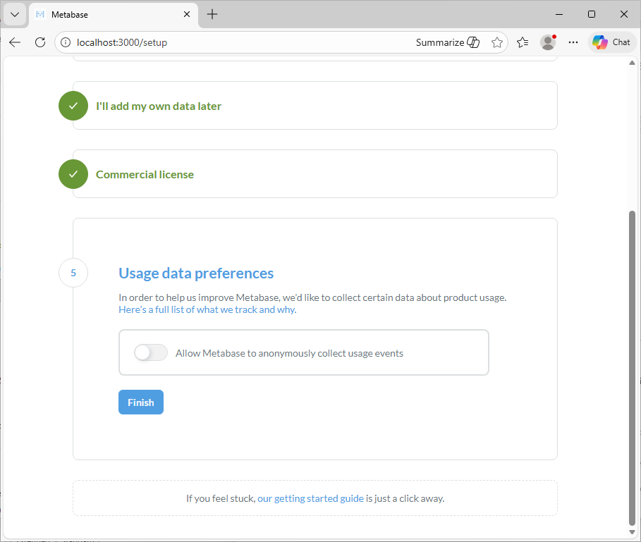Metabase setup